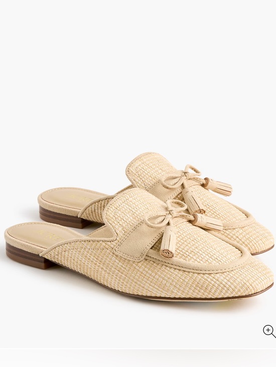 J. Crew Factory Shoes - J. Crew Factory Cream Raffia Tassel Backless Loafer Mules